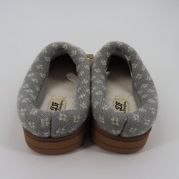 Dearfoams Medium 7-8 Gray Sweater Knit Indoor Outdoor Memory Foam Slippers NEW - Picture 5 of 13